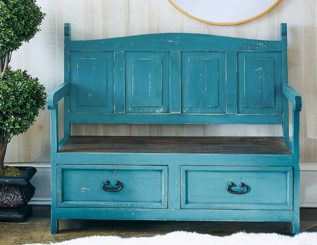 Jardin Turquoise Storage Bench Accent Furniture