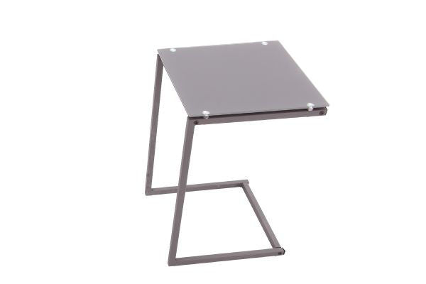 Lana Glass Top Side Table, Gray Accent Furniture