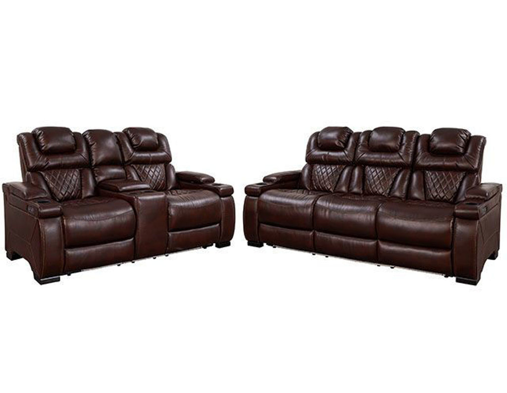 2 Pc Lex Power Reclining Sofa & Loveseat, Brown Living Room Set