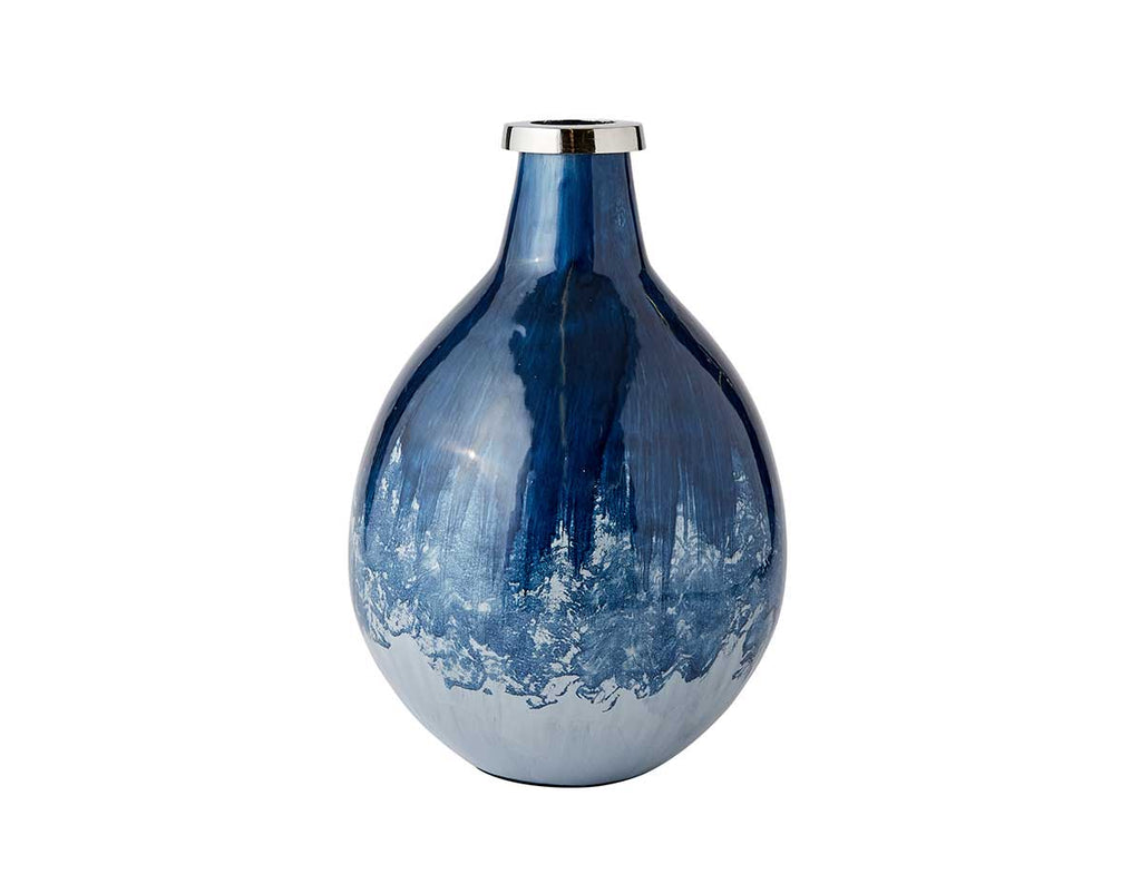 Comino Large Blue Glass Vase Decorative Accent