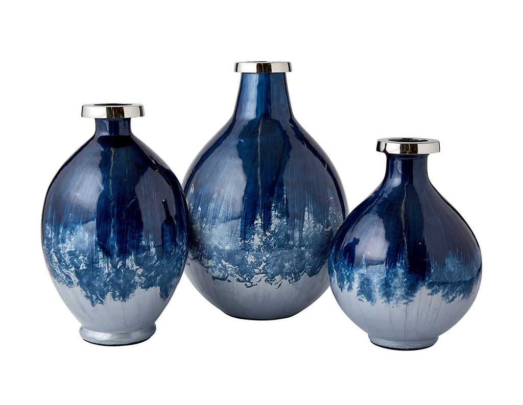 Comino Medium Blue Glass Vase Decorative Accent