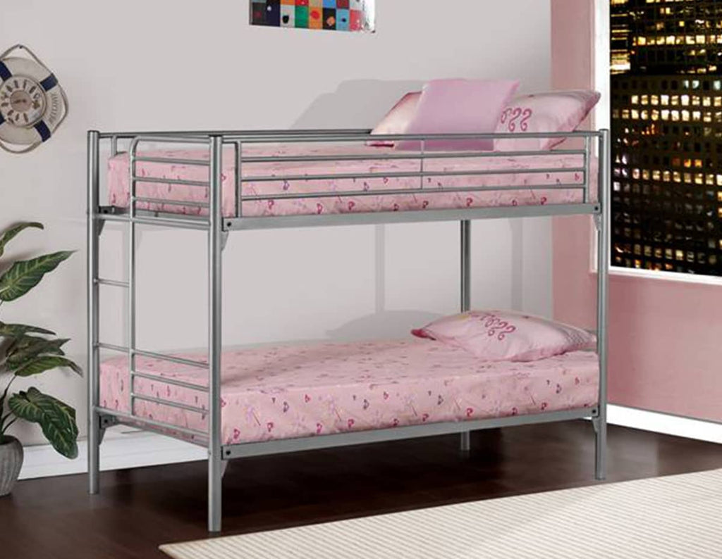 Twin Bunk Bed, Silver Bed