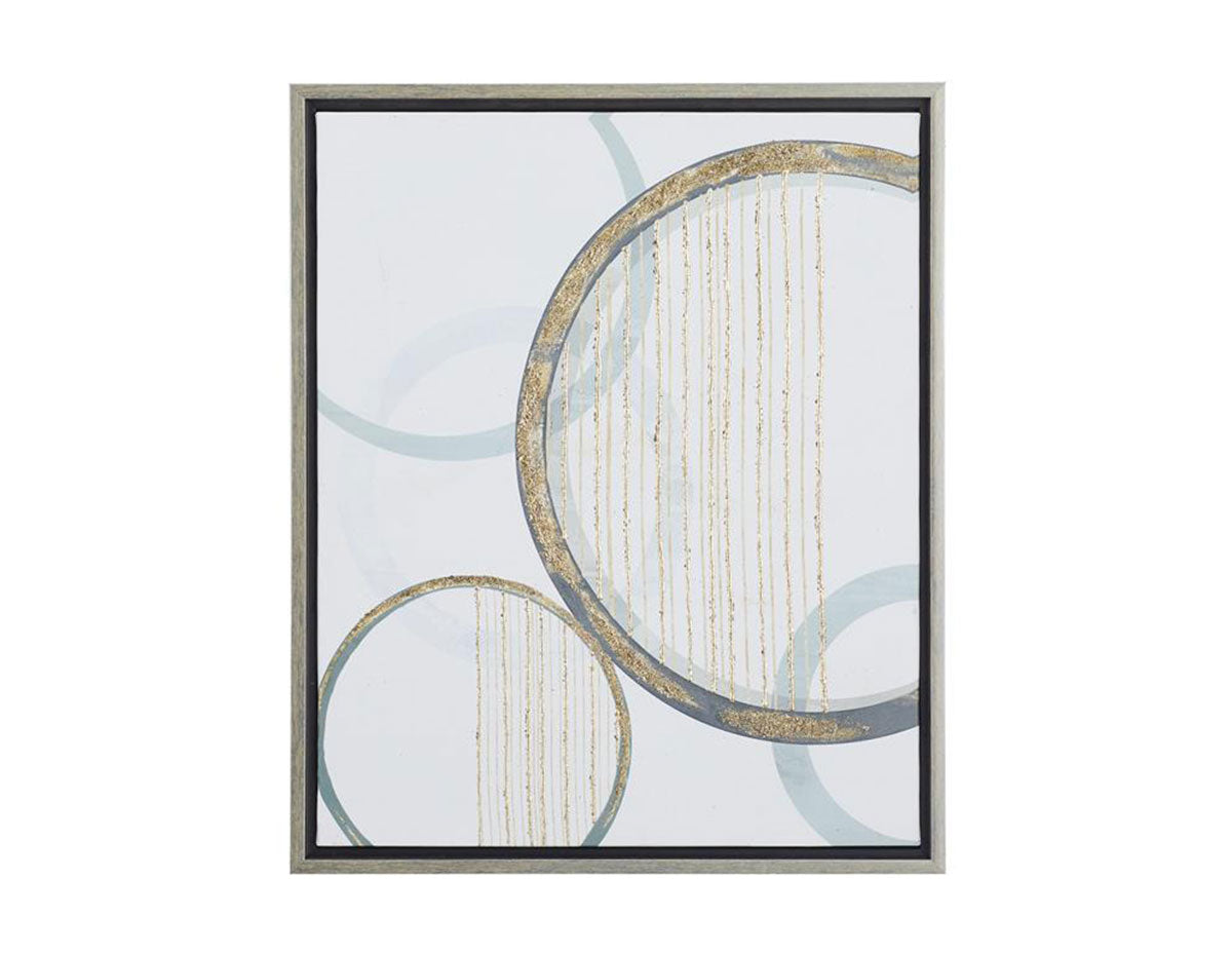 Multi Colored Circle Canvas Silver Framed Wall Art