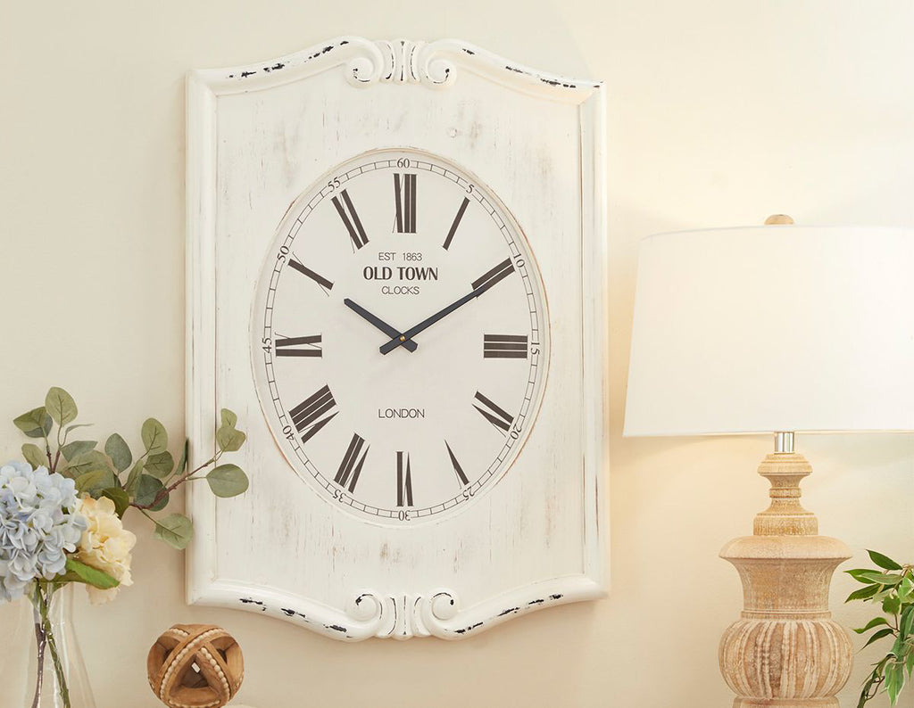 Fleur Cream Wood Wall Clock Decorative Accent